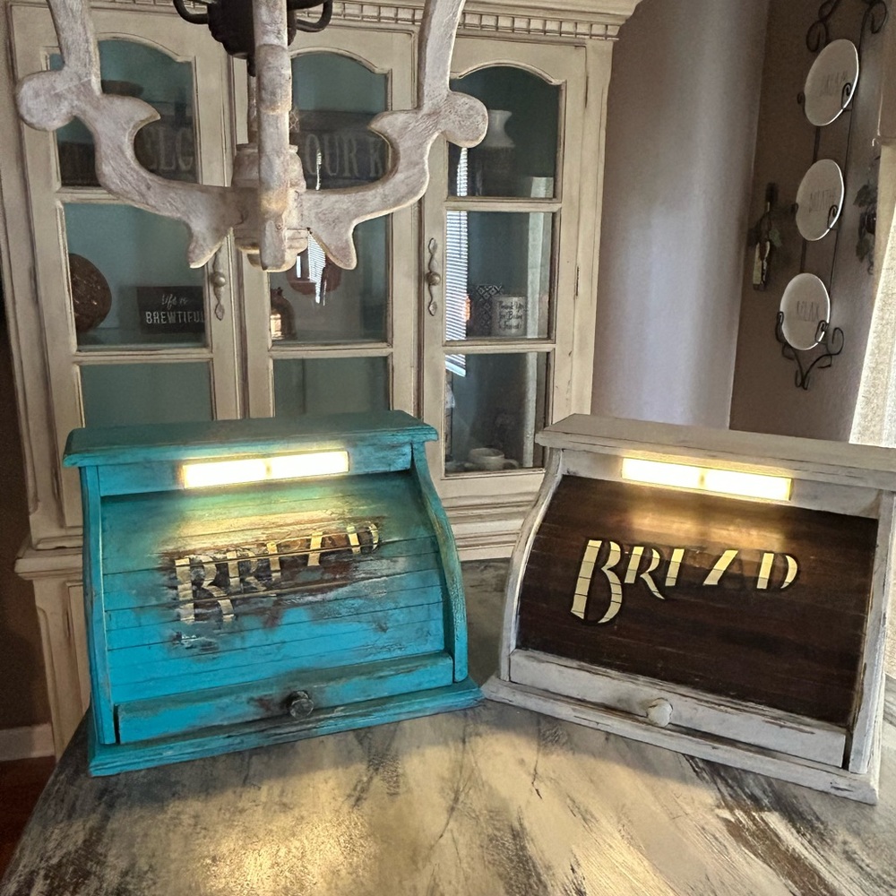 Vintage bread box with light.